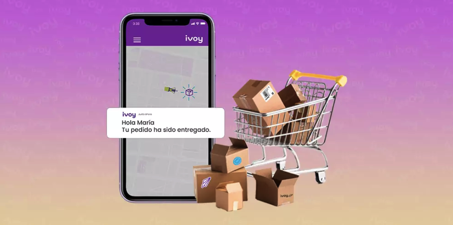 Smartphone y carrito de compras para ecommerce